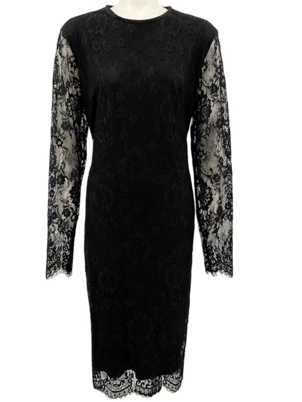 Escada Black Lace Long Sleeve Dress